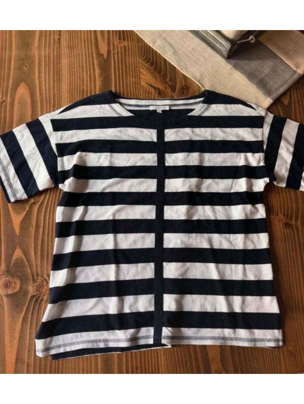 T by Talbots short sleeve  size large white striped  Great condition